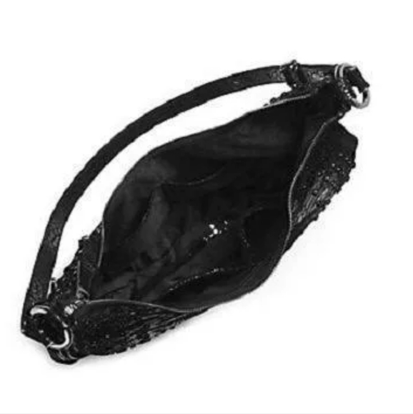 Michael Kors Medium Rhea Crystal Black Slouchy Shoulder Patent Python Black Bag - Picture 4 of 7